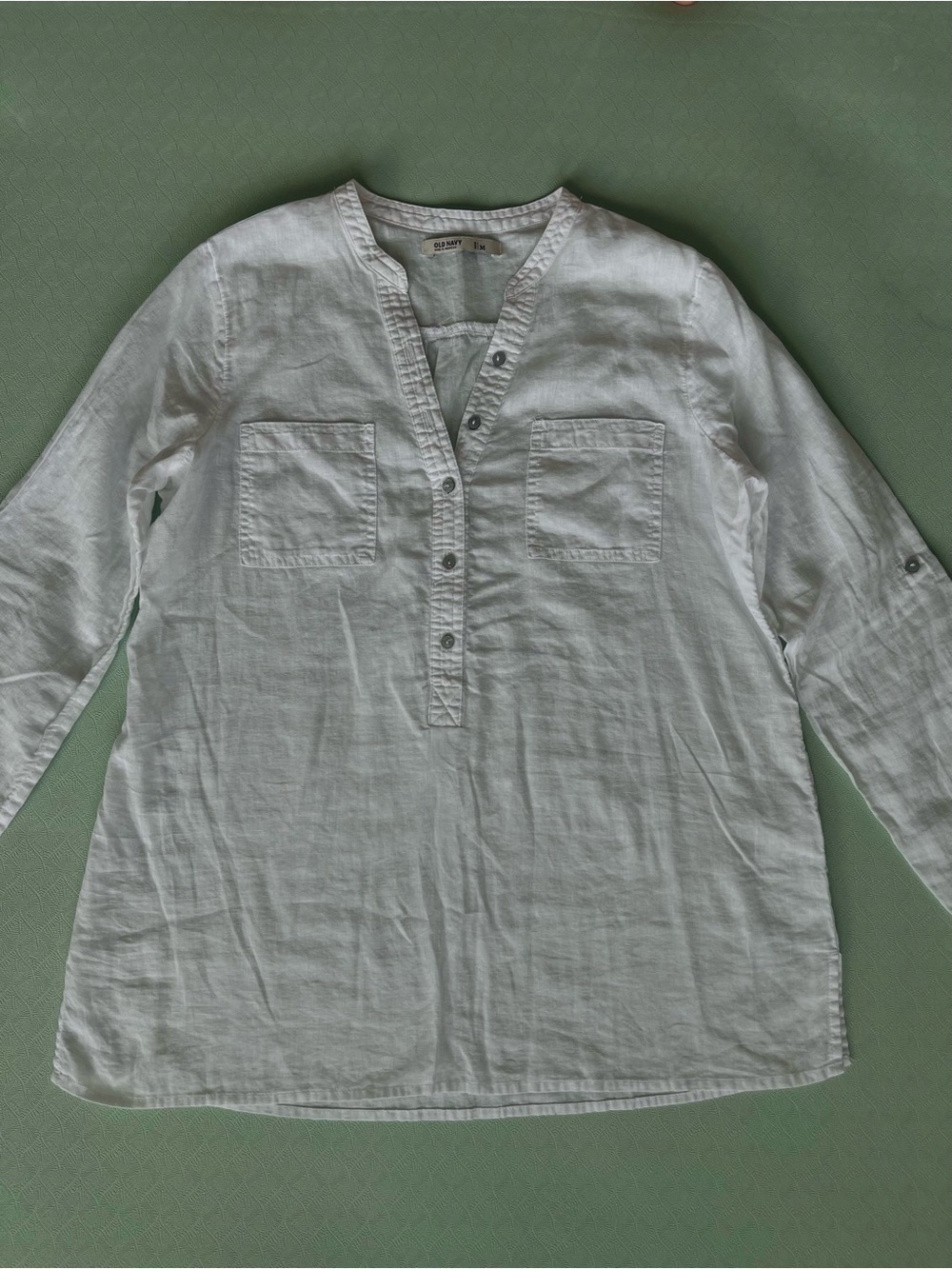 Lightweight Linen/Cotton Blend Henley Tunic Top